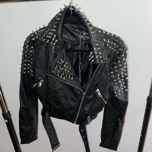 TOV black leather jacket with spikes